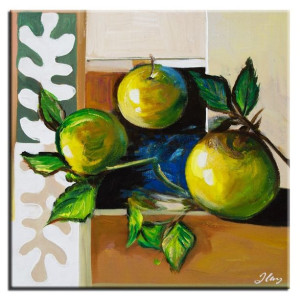 Obraz olejny ręcznie malowany na płótnie 30x30cm śliwki