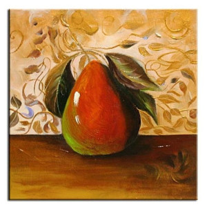 Obraz olejny ręcznie malowany na płótnie 30x30cm soczysta gruszka