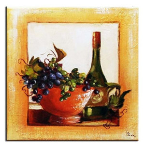Obraz olejny ręcznie malowany na płótnie 30x30cm winogrona