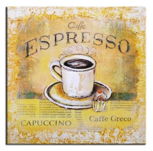Obraz olejny ręcznie malowany na płótnie 30x30cm kawa espresso