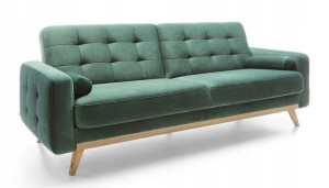 Sofa Rozkładana Kanapa z Funkcją Spania Butelkowa Zieleń Pikowana Nova