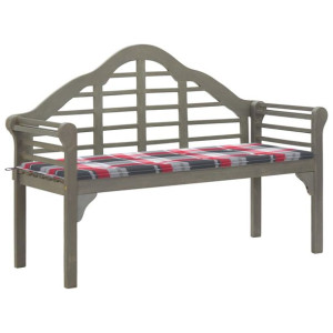 Ławka ogrodowa Queen z poduszką, 135 cm, drewno akacjowe, szara