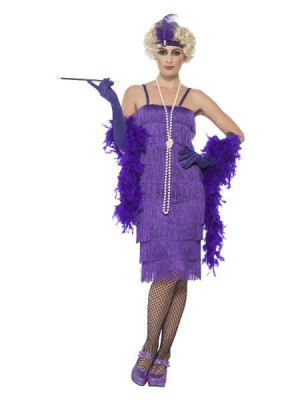 Strój Retro 3 El.lata 20 Flapper Fioletowy - S