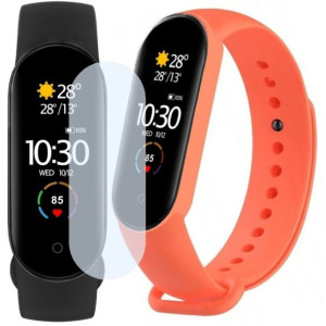 Smartband Xiaomi Mi Band 5 + dodatkowy pasek pomarańczowy