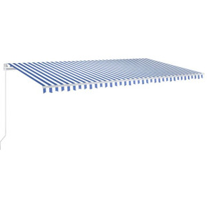Ręcznie zwijana markiza z LED, 600x350 cm, niebiesko-biała