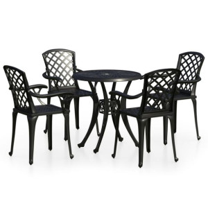 5-cz. zestaw mebli bistro ze stopu aluminium, czarny