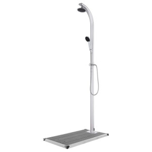 Prysznic ogrodowy z szarą podstawą, 220 cm, aluminium