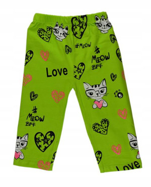 Legginsy 3/4 Kotek zielone, bawełna roz.116