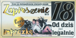 Zaproszenie na 18 urodziny zestaw 10 szt ZAB7