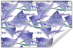Fototapeta DEKORACYJNA Lawendowe Kwiaty Malowane Akwarelą 315cm x 210cm