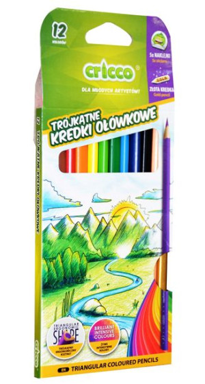 Kredki Cricco Trójkątne 12 Kolorów Dla Dzieci