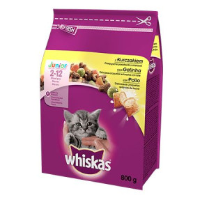 WHISKAS Junior z Kurczakiem 5x800 g Karma sucha dla kociąt do 1 roku życia