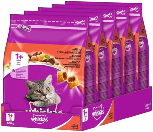 SUCHA KARMA dla kota  Whiskas Adult 1+ wołowina 5x800g