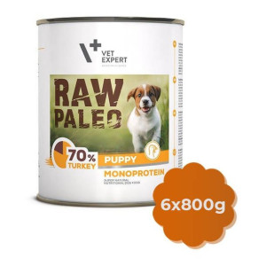 ZESTAW Karma Mokra dla Szczeniąt VetExpert RAW PALEO Puppy Turkey 6x800g -