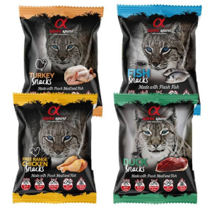 Alpha Spirit SNACKS 4x 50g Ryba Kurczak Indyk Kaczka - Przysmak w kostkach