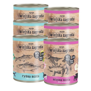 Wiejska Zagroda Mięsna Uczta 3x800g, Wiejska Zagroda Rybna Uczta 3x800g - K