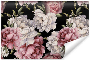 Fototapeta DEKORACYJNA do Salonu Malowane BIAŁE PEONIE 135cm x 90cm