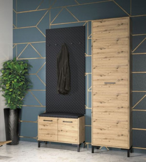 Zestaw szafa wieszak siedzisko dąb artisan Nevio 2