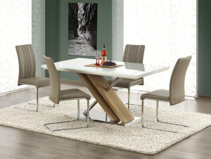 Elegancki stół do jadalni ze szklanym blatem 160x90 biały