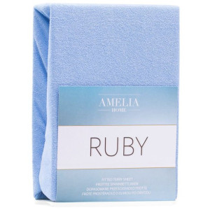 AmeliaHome Prześcieradło Frotte Rubin Błękitne 160x200
