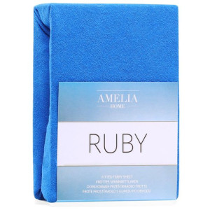 AmeliaHome Prześcieradło Frotte Rubin Niebieskie 140x200