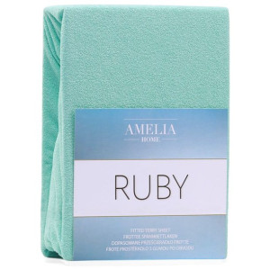 AmeliaHome Prześcieradło Frotte Rubin Miętowe 90x200
