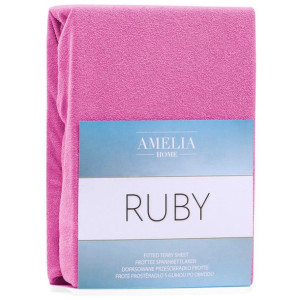 AmeliaHome Prześcieradło Frotte Rubin Fuksja 90x200