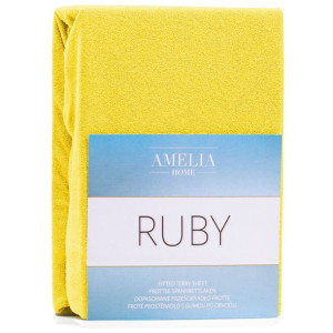 AmeliaHome Prześcieradło Frotte Rubin żółte 200x200