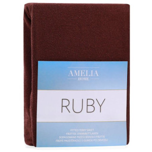 AmeliaHome Prześcieradło Frotte Rubin Brązowe 240x220