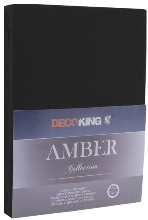 DecoKing Prześcieradło Bawełna z Gumką Jantar czarne 220x200