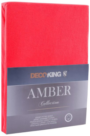 DecoKing Prześcieradło Bawełna z Gumką Jantar czerwone 90x200