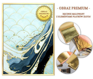 Obraz ręcznie malowany na płótnie 53x73cm PREMIUM z elementami płatków złot