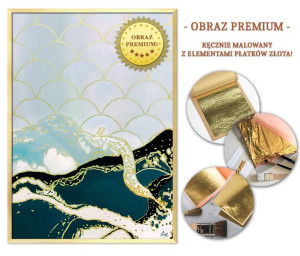 Obraz ręcznie malowany na płótnie 53x73cm PREMIUM z elementami płatków złot