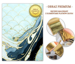 Obraz ręcznie malowany na płótnie 50x70cm PREMIUM z elementami płatków złot