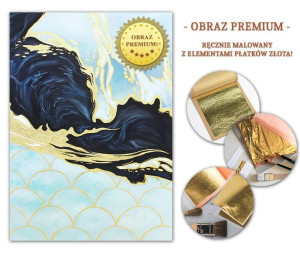 Obraz ręcznie malowany na płótnie 50x70cm PREMIUM z elementami płatków złot