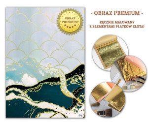 Obraz ręcznie malowany na płótnie 50x70cm PREMIUM z elementami płatków złot