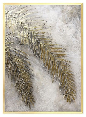 Obraz ręcznie malowany na płótnie 53x73cm PREMIUM z elementami płatków złot