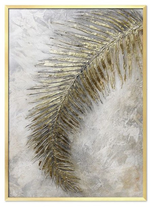 Obraz ręcznie malowany na płótnie 53x73cm PREMIUM z elementami płatków złot