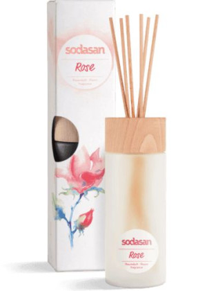 Sodasan Odświeżacz powietrza RÓŻANY z patyczkami 200ml. BIO