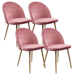 4 krzesła DENWER VELVET różowe - welur