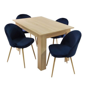 Stół MODERN 120 sonoma i 4 krzesła DENWER VELVET granatowe