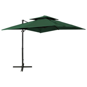 Parasol wiszący z podwójną czaszą, 250x250 cm, zielony
