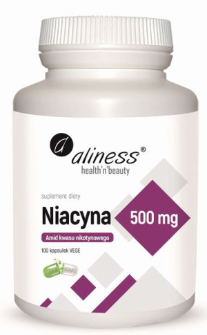 ALINESS Niacyna, Amid Kwasu Nikotynowego, Witamina B3 500 mg 100 kaps.