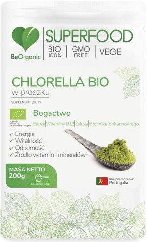 BEORGANIC Chlorella BIO Proszek 200 g