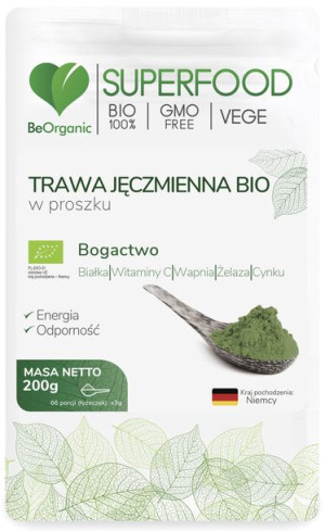 BEORGANIC Trawa Jęczmienna BIO Proszek 200 g
