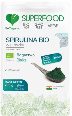 BEORGANIC Spirulina BIO Proszek 200 g