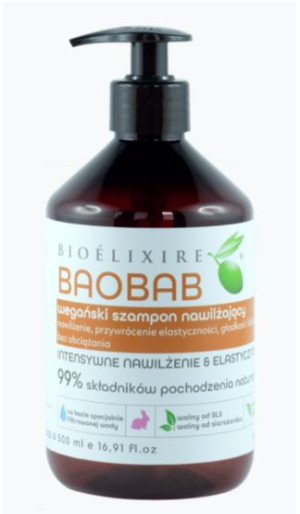 BIOELIXIRE wegański szampon baobab 500ml