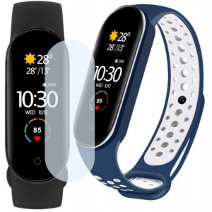 Smartband Xiaomi Mi Band 5 + dodatkowy pasek granatowo-biały