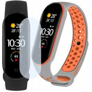 Smartband Xiaomi Mi Band 5 + dodatkowy pasek szaro-pomarańczowy