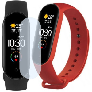 Smartband Xiaomi Mi Band 5 + dodatkowy pasek ceglany